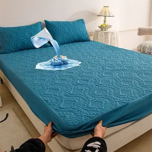 Waterproof Mattress Protector Set, Soft Breathable Bed Sheet Cover with Deep Pocket, Noiseless Washable for Bedroom Hotel Apartment School