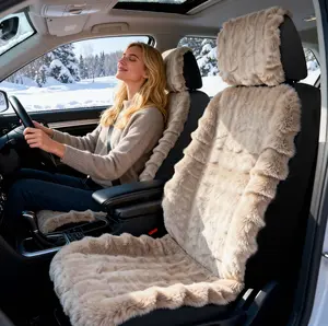 2-Pack Fluffy Sheepskin Car Seat Covers, Soft Plush Comfy Faux Fur Car Seat Covers Front Seats, Automotive Seat Protectors Seat Covers For Cars
