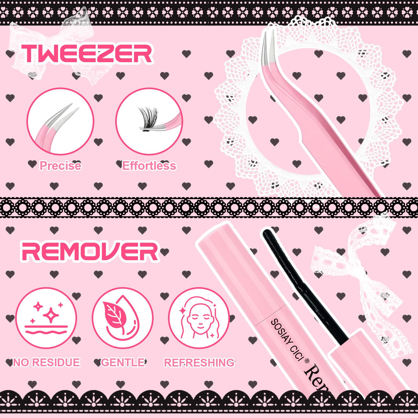 [Buy 2 Get 2 FREE] 40D+80D+100D D Curl Lash Clusters 9-16mm, Wispy Lightweight Salon-Quality Individual Lashes, With Bond & Seal, Remover, Precision Tweezers & Beginner-Friendly Lash Brush