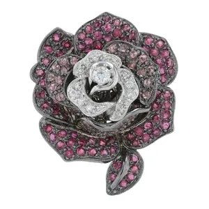 18K WG 2.03 CT Ruby Rose Brooch