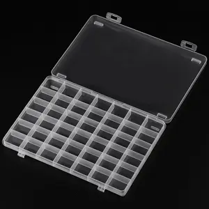 42-Grid Clear Jewelry Organizer Box  | Thick Fixed Dividers for Beads, Crafts & Sewing Supplies Multi-Use Storage Case with Clear Lid