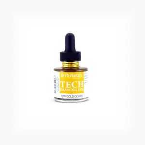 Dr. Ph. Martin's TECH Drawing Ink (12W) Ink Bottle, 1.0 US fl oz, Gold Ochre, 1 Bottle