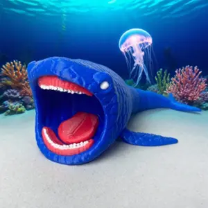 Bloop Vs El Gran Maja Sea Monster Figurine, Deep Sea Adventure Decor, Blue Shark & Mouth Design, Ideal for Desk Ornaments, Desktop Statue, Sculpture Desk Decor