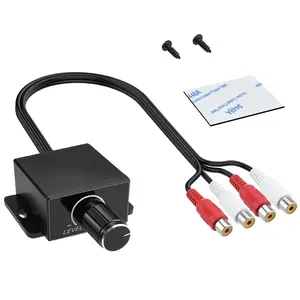 1Pcs Universal Car RCA Level Controller Amplifier, Audio Level Bass Boost Volume Control Knob with 2 Screws and 1 Foam Tape for Car Motorcycle Speakers Home Theater