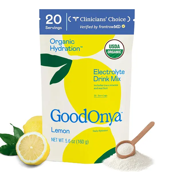 Organic Hydration Electrolyte Drink Mix, Certified Organic Electrolyte Powder, Lemonade Flavor, Low Sugar, Non-GMO, Glyphosate-Free, No Artificial Flavors, Hydration & Electrolyte Support, 20 Servings