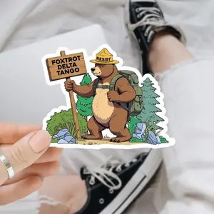 Resist Bear Foxtrot Delta Tango Anti Trump Magnet/Sticker,  Protect National Parks, FDT Sticker, Anti-Jump, Anti-Elon,MAGA, Democrat Liberal,Feminist