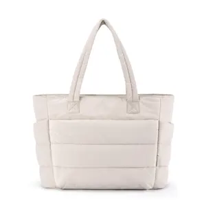 Kabakoo Puffy Bubble Bag: Aesthetic 20L Quilted Puffer Tote for 14" Laptop, Lightweight Shoulder Bag with Multiple Compartments, Versatile Work & Travel Carryall with Zipper