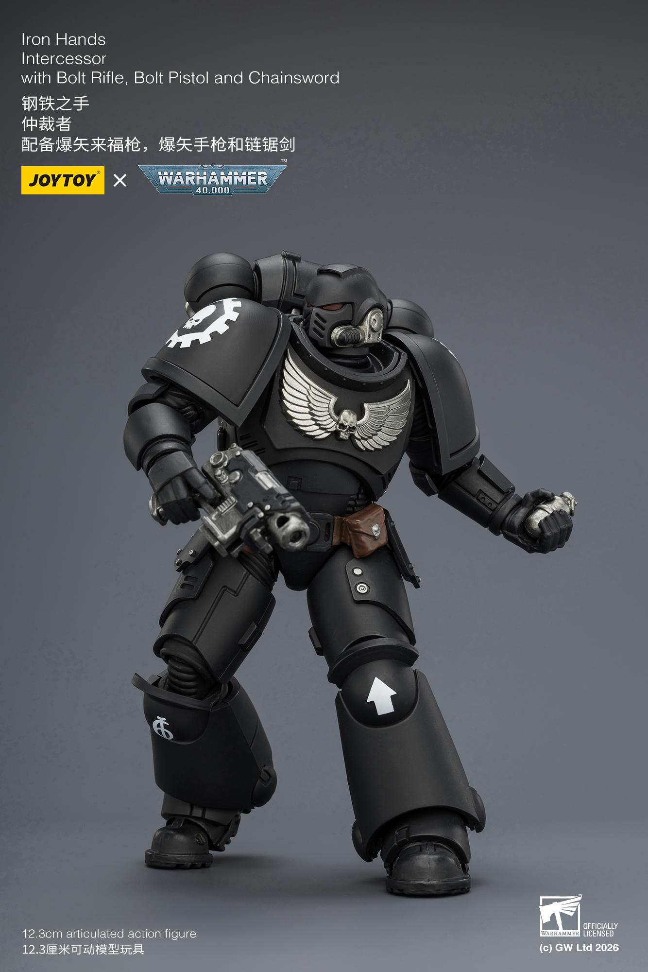 JOYTOY Warhammer 40,000 1/18 Unisex Action Figure Iron Hands Intercessor (Ages 12+) - Action Figurine, Character Figurine with Bolt Rifle, Bolt Pistol, Chainsword JT03837