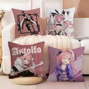 Fate A-Apocrypha Astolfo Cushion Cover Soft Short Plush Fabric Double-Sided Print | Breathable Pillow Cover for Sofa Couch Bed | Skin-Friendly, Washable, Invisible Zipper, Durable Material | Bedroom Decorative Accessories, Home Decor Gift