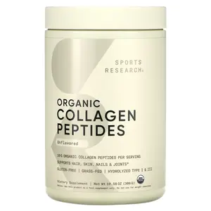 Sports Research Organic Collagen Peptides, Unflavored, 10.58 oz (300 g)