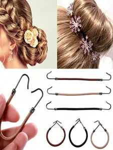 5 Piece Lazy Bun Hairpin Set, Multi-Color Elastic Hair Styling Tools, Ponytail & Bun Maker, Essential Beauty Accessories for Women