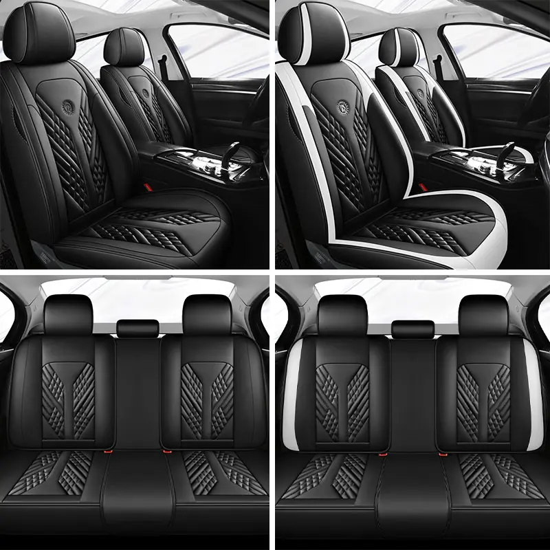 Premium PU Leather Stitched Automotive Car Seat Covers - Diamond Accent, Enhanced Comfort, Stylish Design, Universal Fit for Most Vehicles, Car Upgrade Accessories