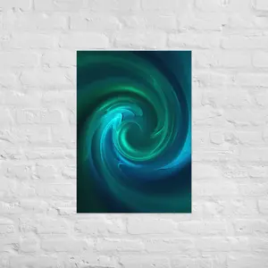 Blue Green Abstract Wall Art Print - Teal Turquoise Fluid Motion Swirl Vortex Modern Contemporary Home Office Decor