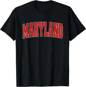 [100% Cotton]MARYLAND USA STATE MD Varsity Style Vintage Sports T-Shirt