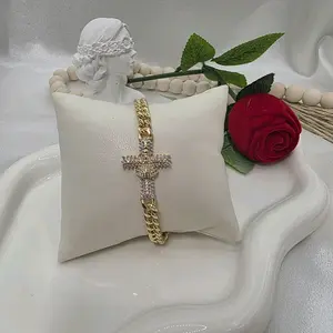 valdiviajewery #2195 High Quality 14k Gold Plated Cross Bracelet