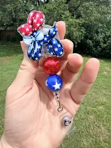 4th of July Us Pride Nation Pride Badge Reel, Cute Glitter Nurse Identification Badge Holder, Retractable Alligator Clip Office Supply