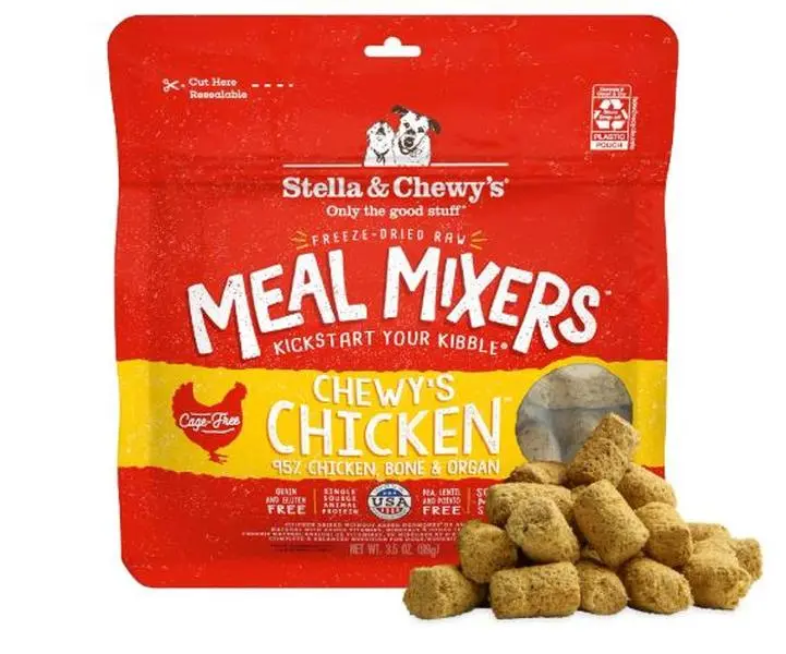 Stella & Chewy's Freeze-Dried Raw Chicken Meal Mixers - Dog Food Topper, 95% Cage-Free Chicken/Organs/Bone, Grain-Free, 3.5oz, Ideal for Picky Eaters