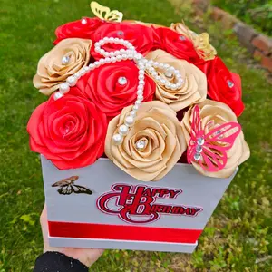 Personalized Eternal Roses Arrangement with Pearl Necklace and Butterfly Decorations for Special Occasions