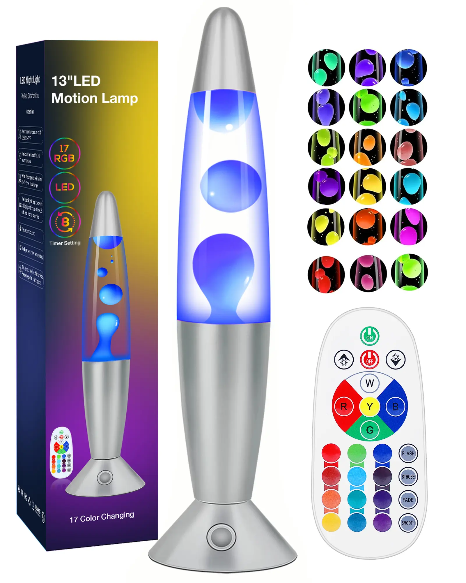 Dalavalampa 17 RGB Colors Changing Lamp, Liquid Motion Lamp with Remote,13" LED Table lamp, Home Decor Night Light Gift Indoor Bedroom Lamp Ceative Decorative Atmosphere Light for Living Room/ Bedroom