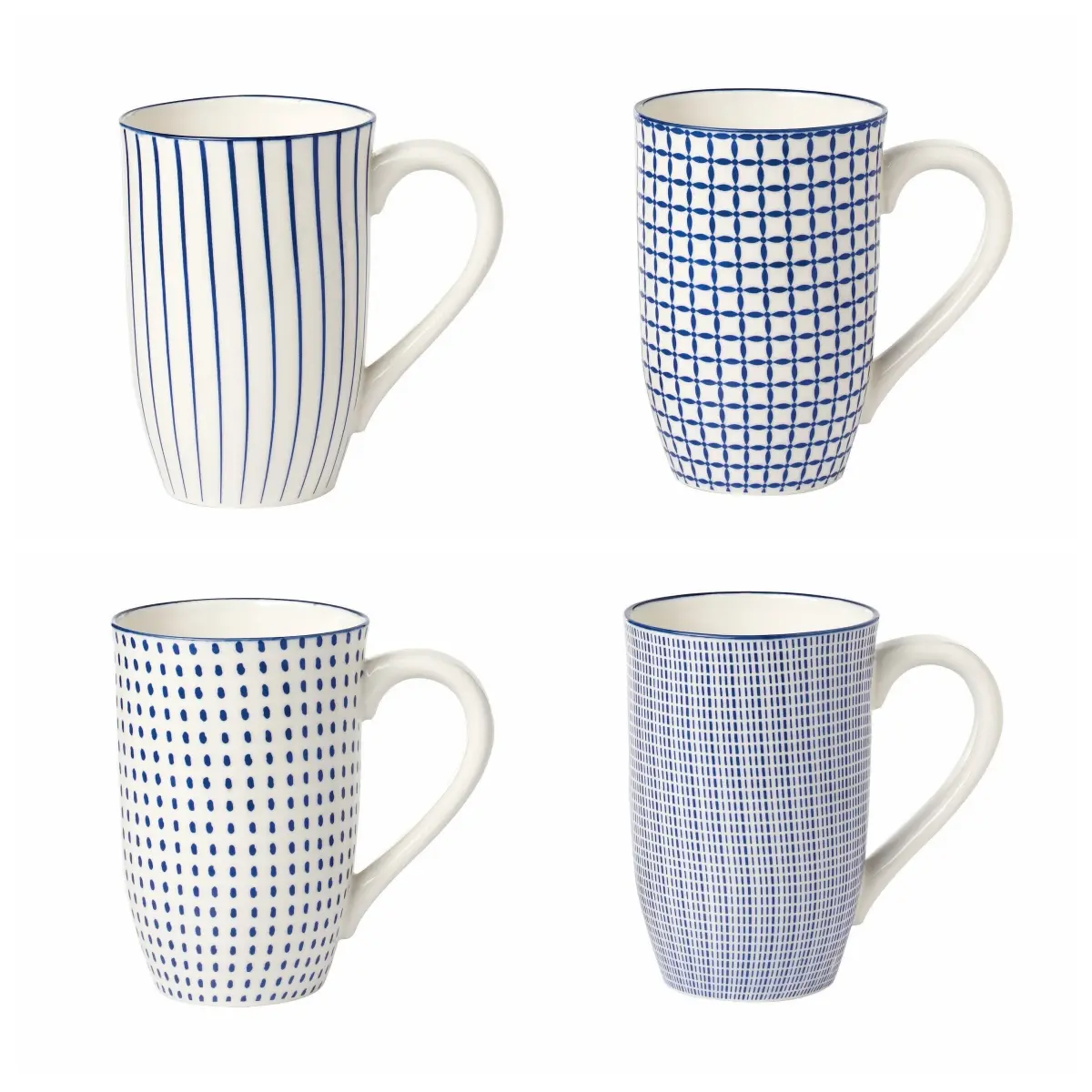 Top Sun 18 oz Porcelain Coffee Mugs Set, Ceramic Tea Cup with Handle, dishwasher, oven, microwave safe, Christmas Gift, Pack of 6, Vintage Blue