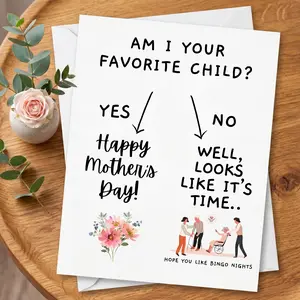 Am I Your Favorite Child?, Funny Father's Day Card, Nursing Home Humor, Sibling Rivalry Card for Mom, Handmade