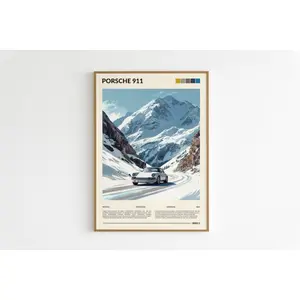 Vintage Porsche 911 Poster  Classic 911 Print Road Trip Poster Porsche Retro Minimalist Wall Art