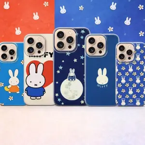 Miffy Phone Case, Kawaii Blue Rabbit Cover for iPhone X, 11, 12, 13, 14, 15 & more – SS Galaxy S21 to S25 Ultra, Plus with Suction