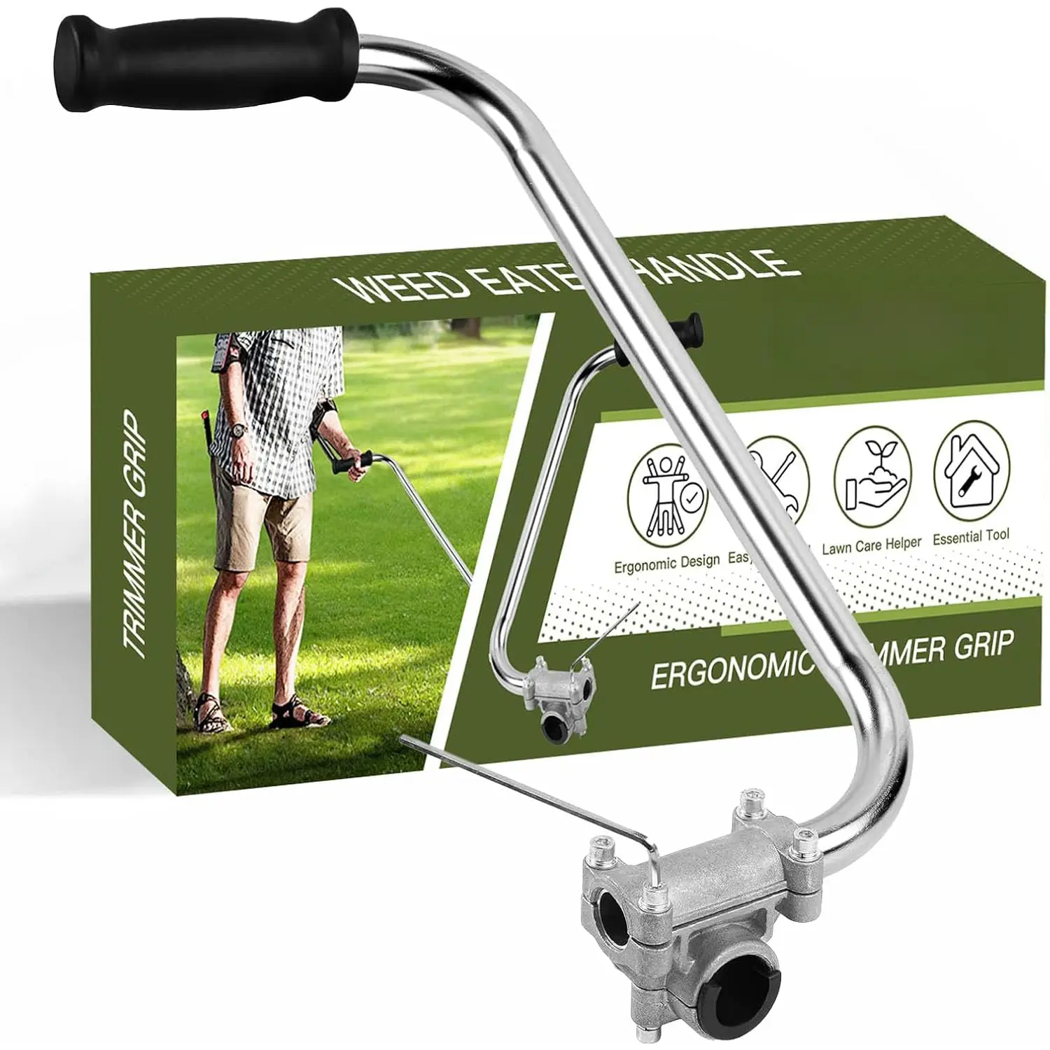 String Trimmer Handle Grip Trimmer Handle Trimmer Grip Weed Eater Handle Extension with Bracket Clamp Weeder Handle Lawn Trimmer Handle Grip ()