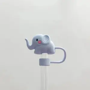 10mm Silicone Beverage Straw Topper, Cute Elephant Design, Specialty Kitchen Utensil