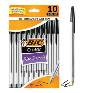 BIC Cristal Xtra Smooth Ballpoint Pen – 1.0mm Medium Point, Black Ink | 10 Pack