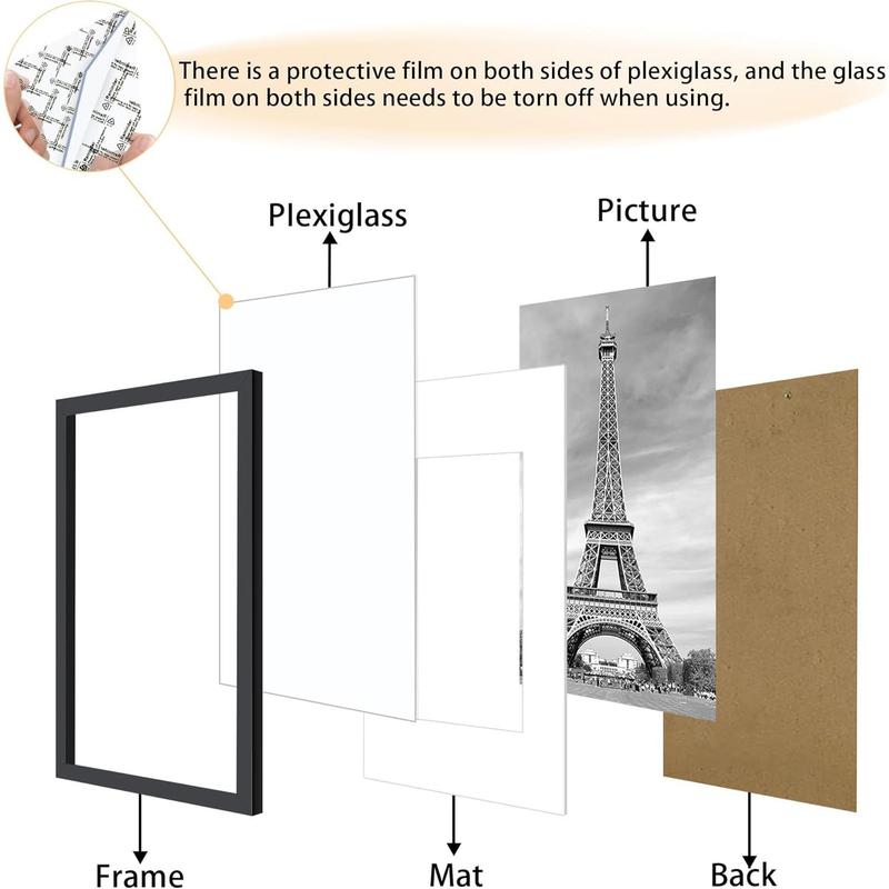 16x24 Frame Set of 3, Display Pictures 12x18 with Mat or 16 x 24 Without Mat, Poster Frames for Vertical & Horizontal Wall Hanging Display, Black