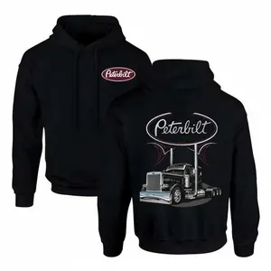 Peterbilt Classic Trucker Hoodie, Chrome Semi-Truck Graphic with Dual Exhaust Pipes, Diesel Nation Peterbilt Graphic Shirt, For Truck Drivers & Rig Enthusiasts, Gift for Hauling Crew & Big Rig Fans