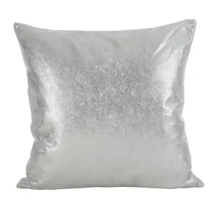 SARO  20 in. Square Shimmering Metallic Design Down Filled Throw Pillow Silver