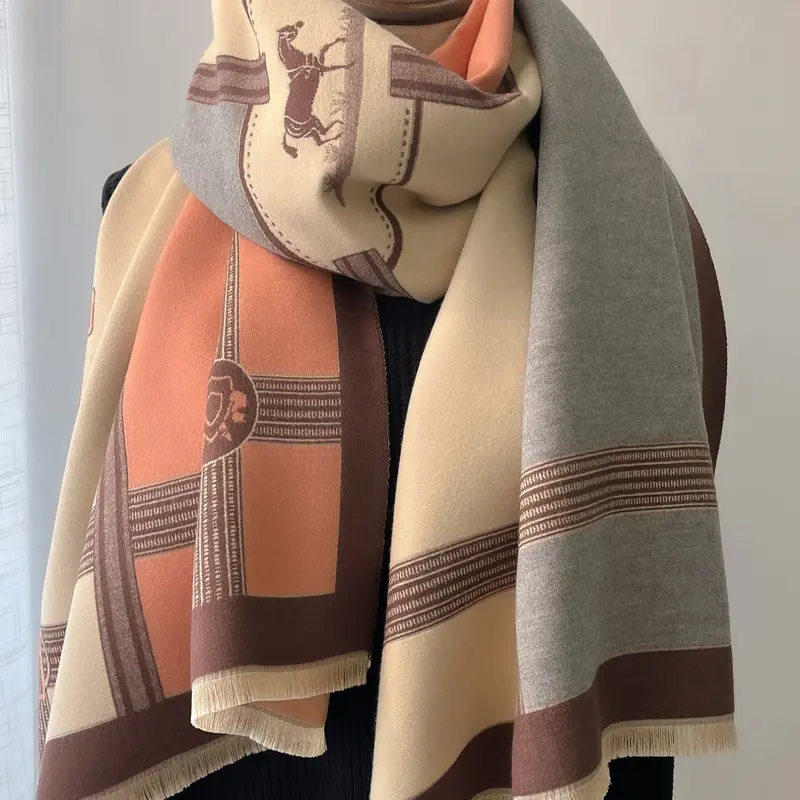 Boho Style Scarf for Women, Warm Knit Wrap, Trendy Shawl for Fall & Winter, Fashionable Versatile for Casual