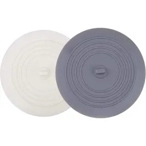 Tub Stopper 2 Pack, 6 inches Large Silicone Drain Plug Hair Stopper Flat Suction Cover for Kitchen Bathroom Accessories and Laundry
