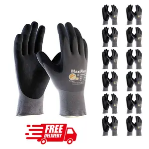 12 Pares Guantes Para Trabajo MaxiFlex Foam Work for Men, Enhanced Grip MaxiFlex Nitrile Gloves Coated