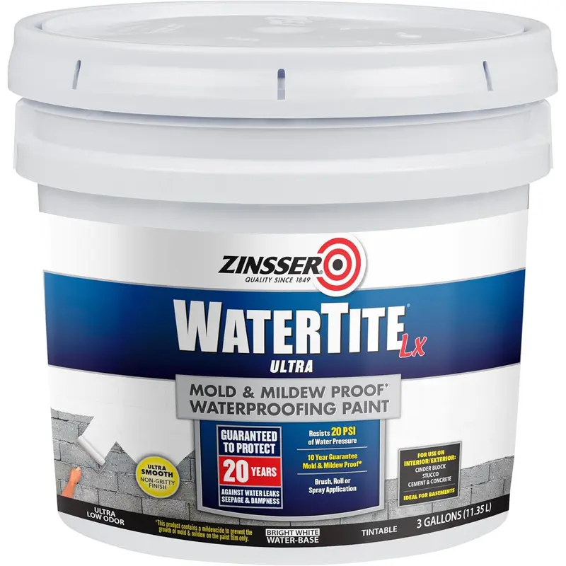270268 WaterTite LX Ultra Mold & Mildew-Proof Waterproofing Paint, 3 Gallon, White