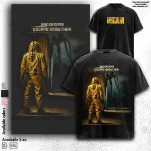 Backrooms Escape Together Game Shirt Liminal Space Analog Horror Tee Cartoon Streetwear Oversized Fan Gift Heavyweight Aesthetic Print Unisex Top