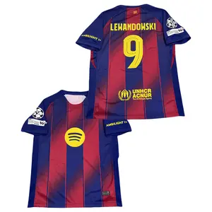 Home #9 Robert Lewandowski Red and Blue Short-Sleeve Collector's Edition Soccer Jersey