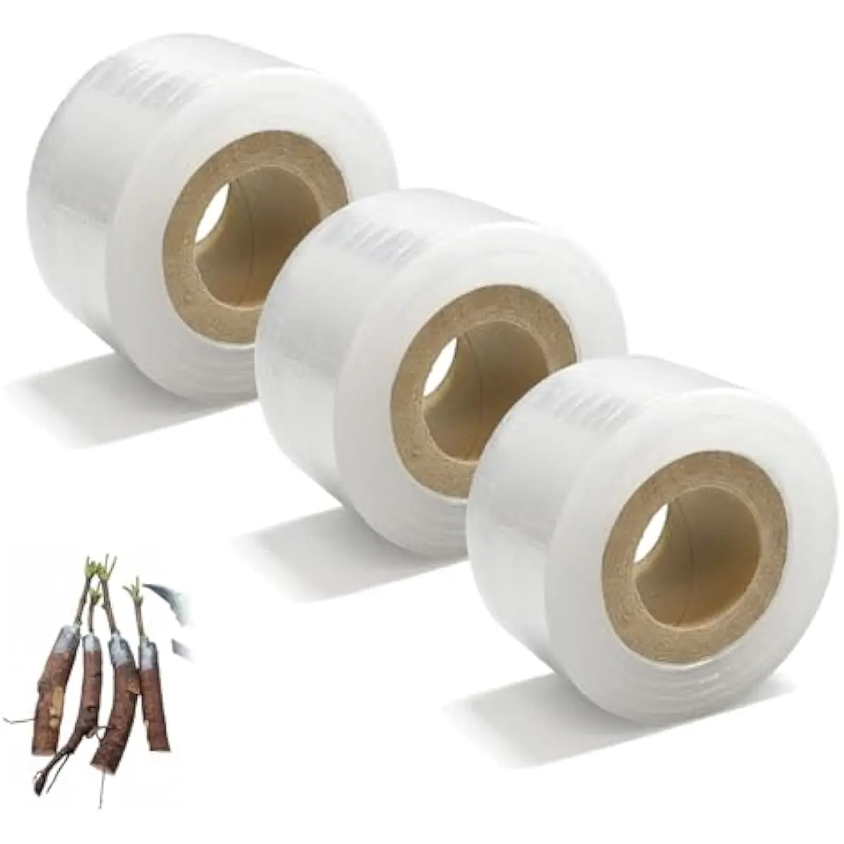 Grafting Tape 3 Pack – Stretchable Self-Adhesive Plant Grafting Film, Budding & Nursery Repair Tape for Fruit Trees, Floral Plants, Garden Stem Fix & Plant Support (Clear)