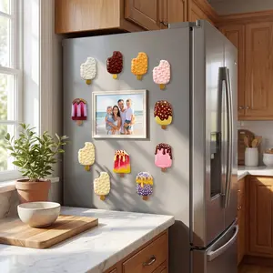 10-Piece Cute Ice Cream Popsicle Magnet Set, Kitchen Decor, Office Organization, Cabinet Door Decoration, Home & Workplace Refrigerator Magnets