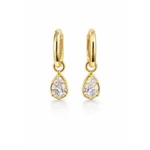 Valerie- Pear Diamond Stud Huggies