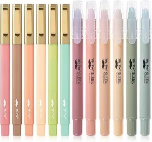 Aesthetic Gel Highlighters and Pens - 12 Pack of No Bleed Pastel Colors, Ideal for Everyday Use