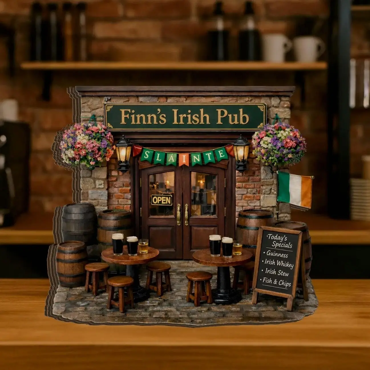 Personalized Irish Pub Wooden Block Decor, St Patrick’s Day Bar Gift