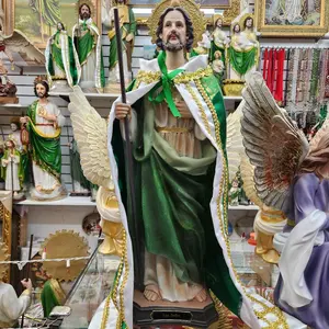 San Judas 20" Inches Tall CON CAPA (6 Estilos para Escojer)  Brand New Statue with Green and Gold Accents Religious Decor Ornaments St Jude Thaddeus With Cape Santo de los Casos Imposibles