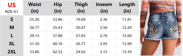 Women's Summer High Waist Denim Shorts with Embroidery and Burr Pocket Casual Trendy Everyday Wear - Womenswear