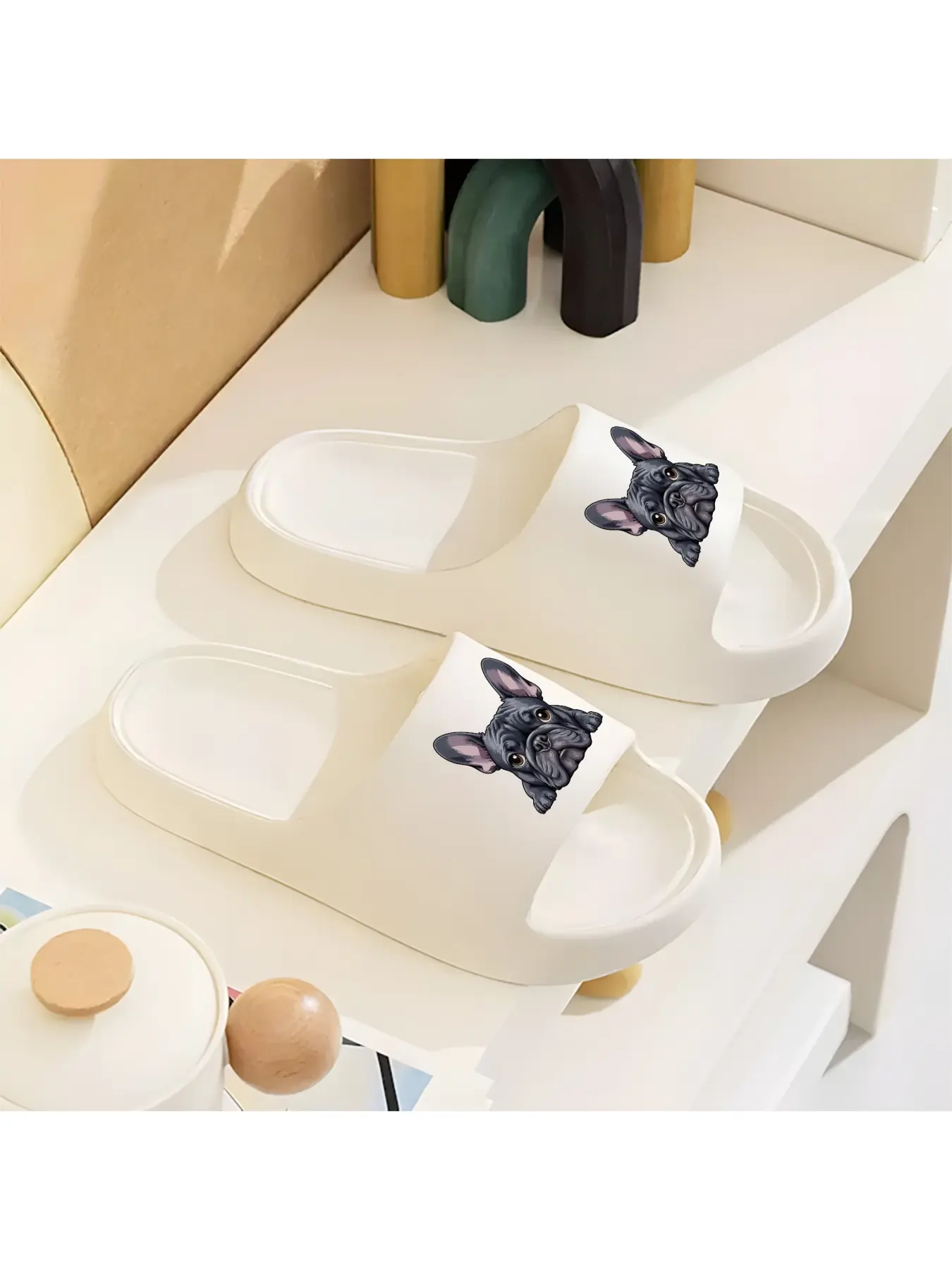 Adorable French Bulldog Print Slippers for Women Men Cute Puppy Face Indoor Home Shoes Comfortable Soft Non-Slip Sole Warm Fleece Lined Dog Lover Gift Footwear