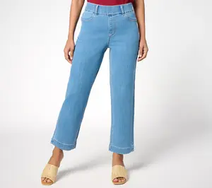 Susan Graver Petite Stretch Denim Pull-On Full Leg Ankle Jean