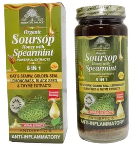 Essential Palace Organic Soursop Honey with Spearmint 5 in 1 Powerful Herbal Extracts for Energy & Wellness Gluten-Free Non-GMO Halal Product