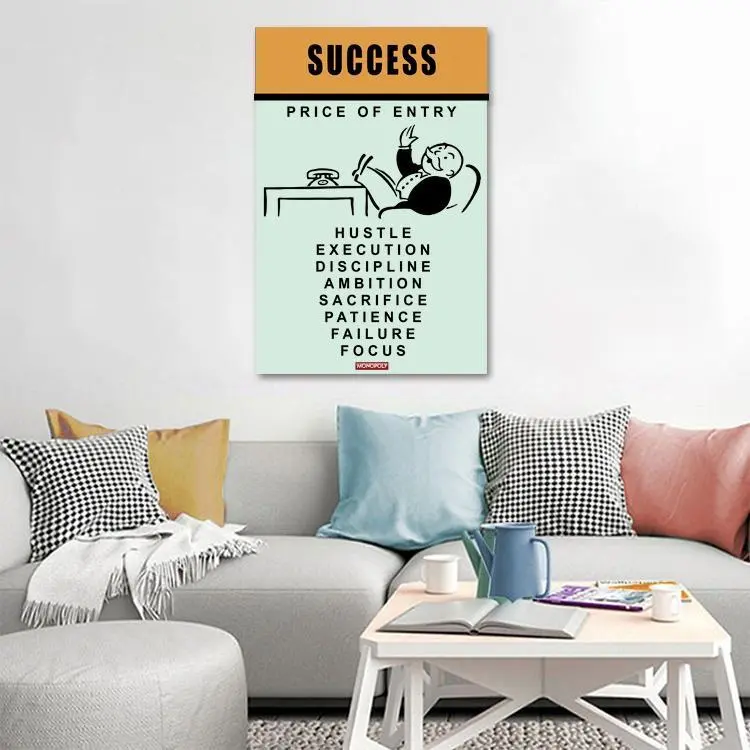 Success Quote Poster  Canvas Unique Design Wall Art Print Hand Made Ready to Hang Custom Design
